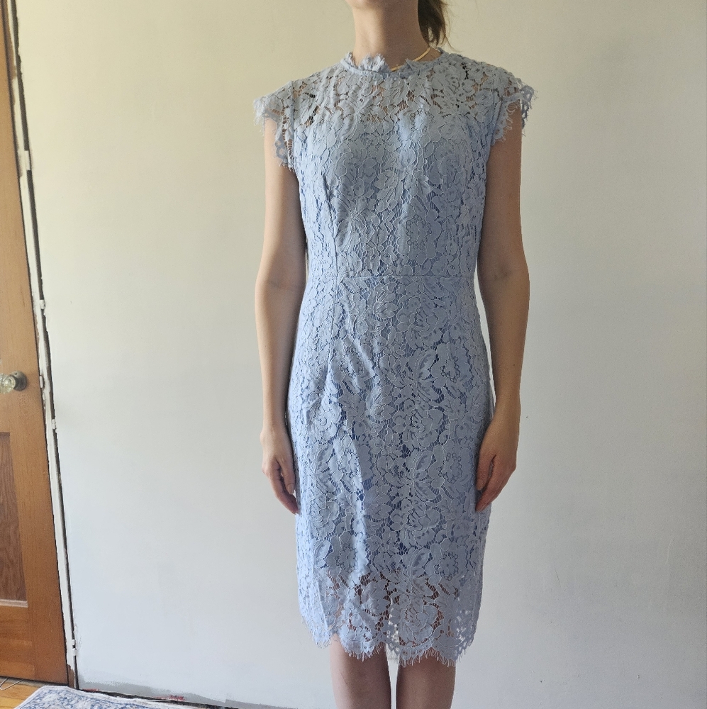 Elegant Lace Blue Dress